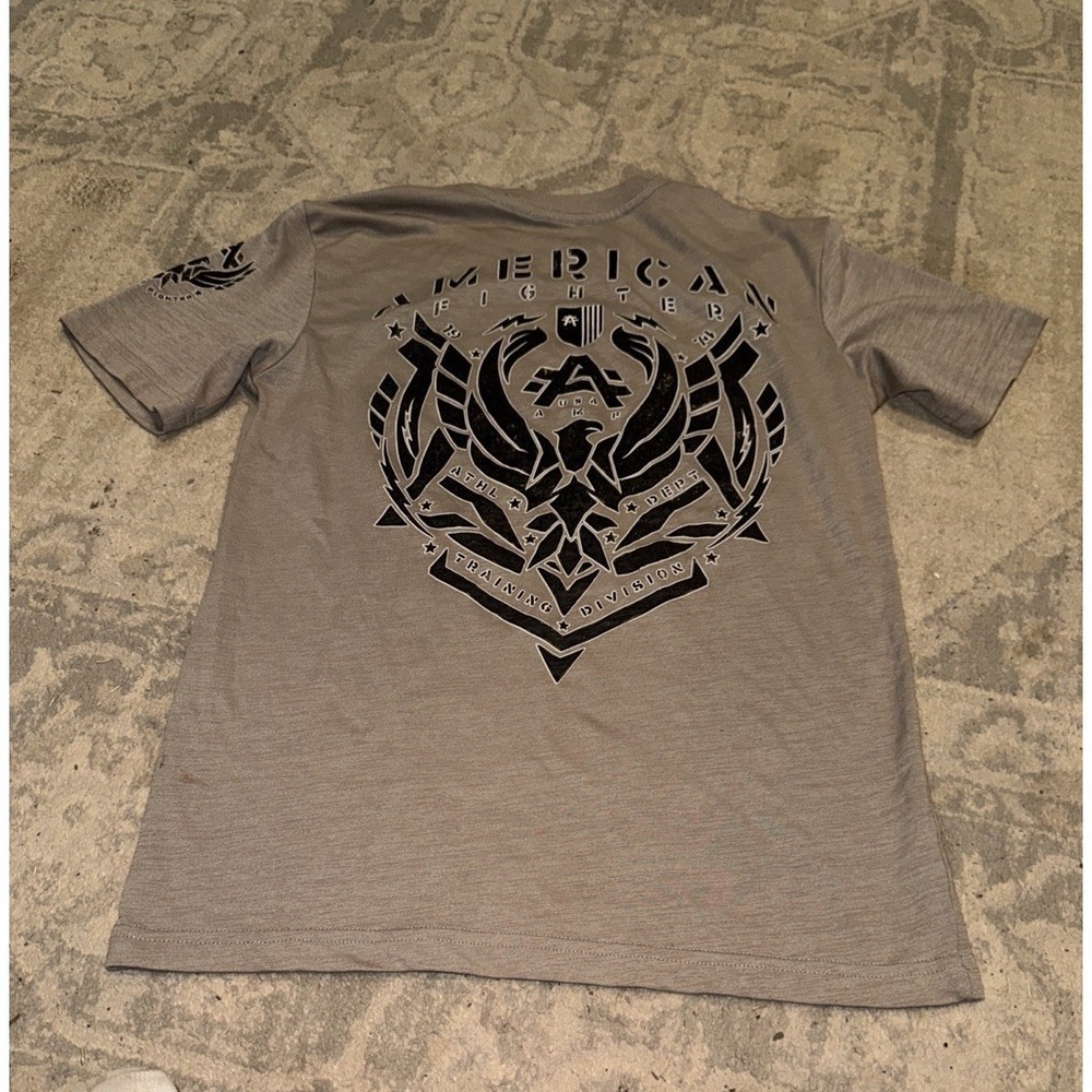 American Fighter Gray T Shirt Short Sleeve Cotton Sz Medium Youth Boys